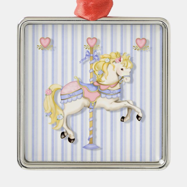 Pastel Carousel Pony Metal Ornament (Front)