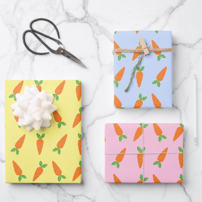 Pastel Carrots Easter Gifts for Easter Basket Wrapping Paper Sheet (Front)