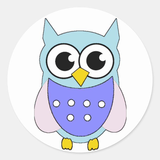 Pastel Cartoon Owl Sticker (Front)