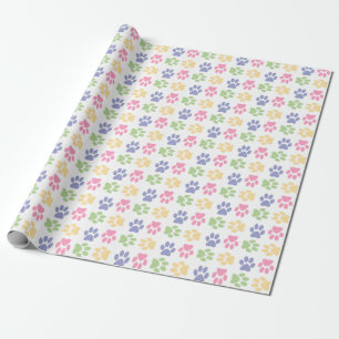 Pastel cat paws  wrapping paper