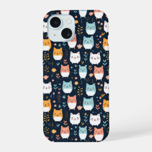 Pastel Cats Pattern iPhone 15 Case