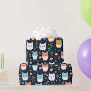 Pastel Cats Pattern Wrapping Paper