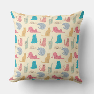 Pastel Cats Throw Pillow