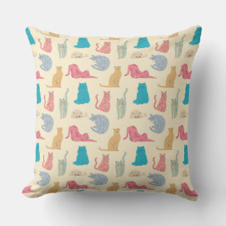 Pastel Cats Throw Pillow