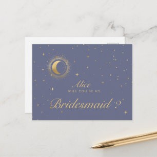 Pastel Celestial Crescent Gold Moon Postcard
