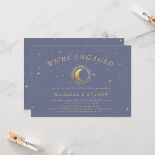 Pastel Celestial Gold Engagement Invitation
