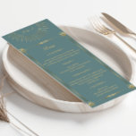 Pastel Celestial Gold Wedding Dinner Menu Card<br><div class="desc">Our "Pastel Celestial Wedding" collection features a beautiful gold crescent moon with gold stars on various pastel backgrounds paired with elegant fonts. Easy for you to customize and you can choose among many items from this collection in our store.</div>