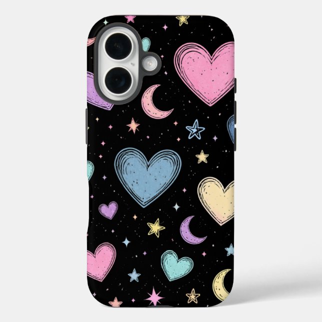 Pastel Celestial Hearts & Stars | Cute Aesthetic  Case-Mate iPhone Case (Back)