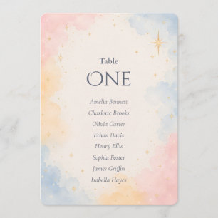 Pastel Celestial Watercolor Star Wedding Seat Card
