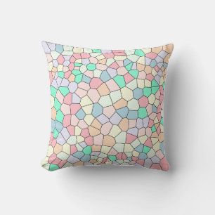 Pastel Cellular Mosaic Throw Pillow