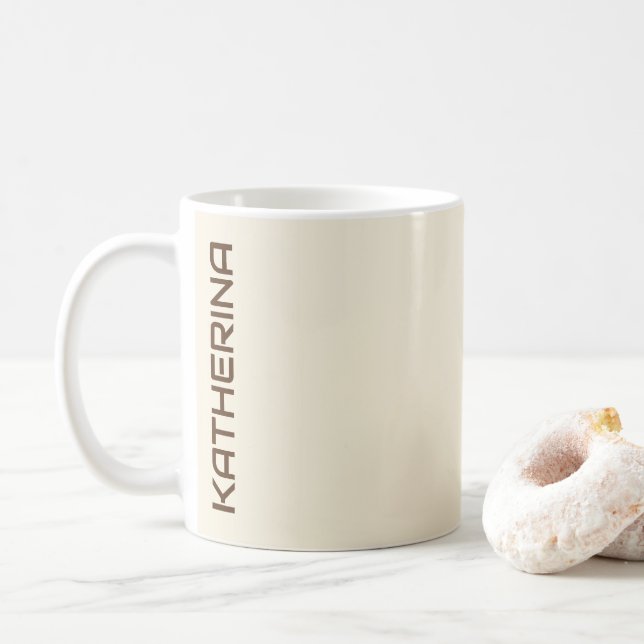 Pastel Champagne Solid Colour | Personalized  Coffee Mug (With Donut)