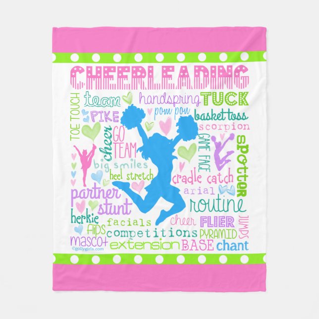 Pastel Cheerleading Words Typography Fleece Blanket (Front)