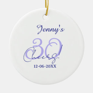 Pastel cheers 30th birthday purple elegant name da ceramic ornament