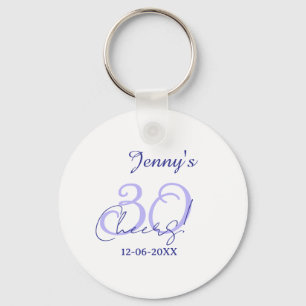 Pastel cheers 30th birthday purple elegant name da keychain