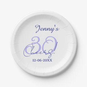 Pastel cheers 30th birthday purple elegant name da paper plate