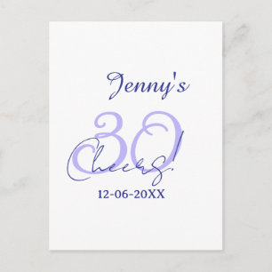 Pastel cheers 30th birthday purple elegant name da postcard