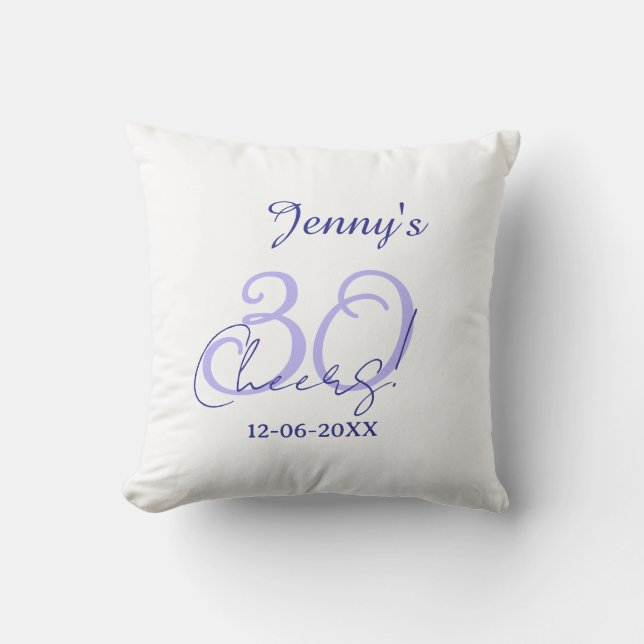 Pastel cheers 30th birthday purple elegant name da throw pillow (Front)