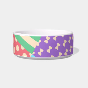 Pastel Chequered Stripe Bow Polkadot Geometric Bowl
