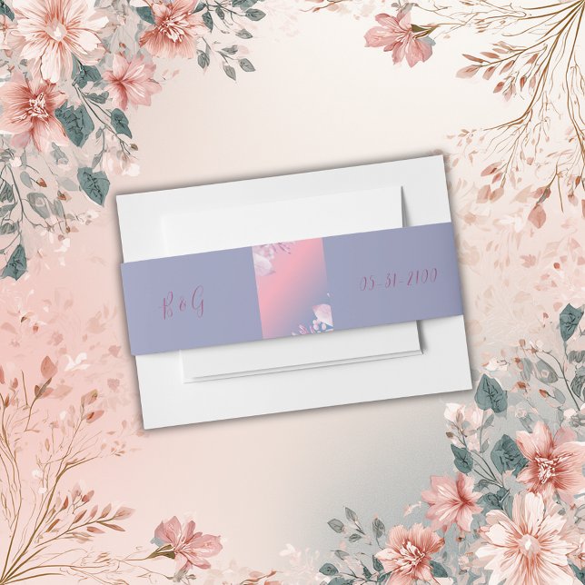 pastel cherry blossom sakura wedding invitation belly band (Creator Uploaded)