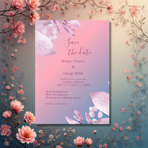 pastel cherry blossom sakura wedding safe the date invitation