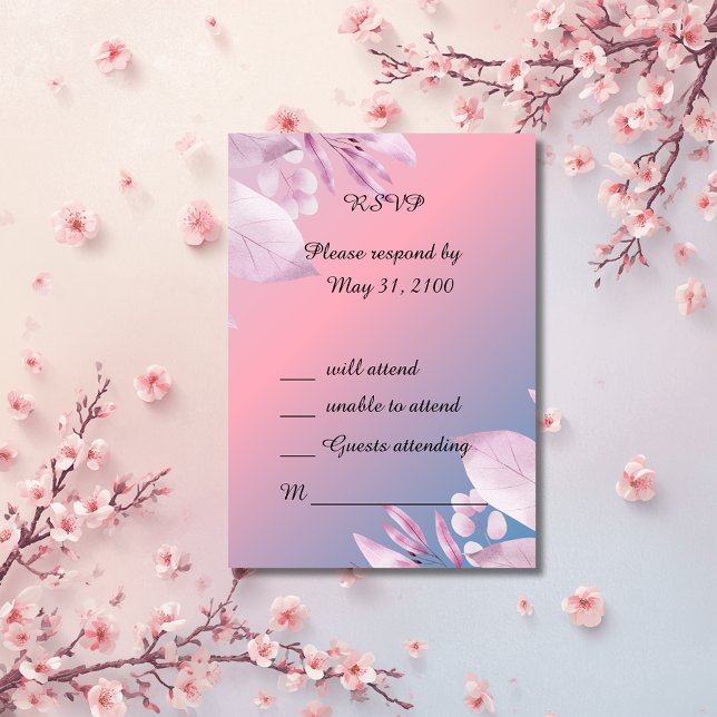 Pastel cherry blossom wedding RSVP Response Card (Creator Uploaded)