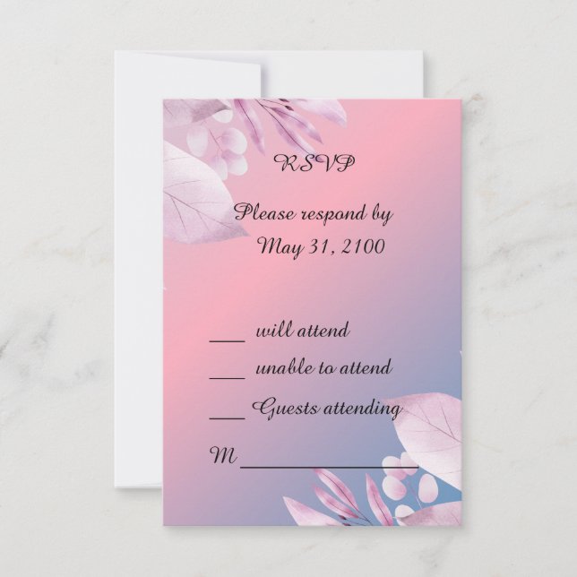 Pastel cherry blossom wedding RSVP Response Card (Front)
