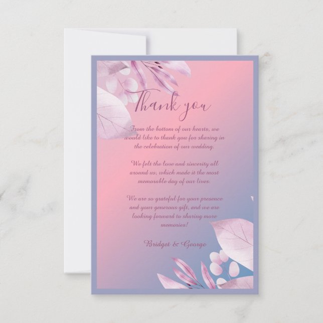 Pastel cherry blossom wedding  thank you card (Front)