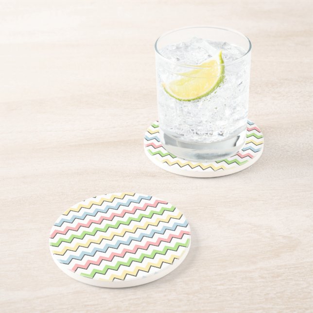 Pastel Chevron-Drop Shadow by Shirley Taylor Coaster (Side)