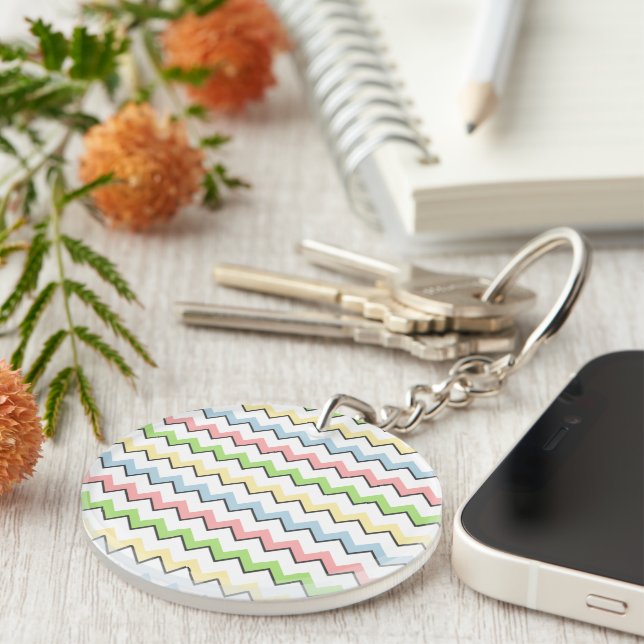 Pastel Chevron-Drop Shadow by Shirley Taylor Keychain (Front Right)