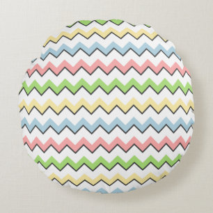 Pastel Chevron-Drop Shadow by Shirley Taylor Round Pillow