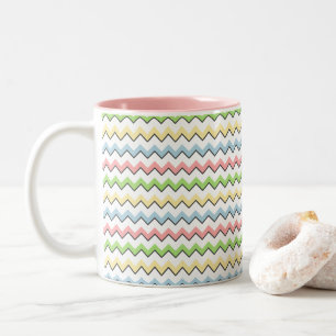Pastel Chevron-Drop Shadow by Shirley Taylor Two-Tone Coffee Mug