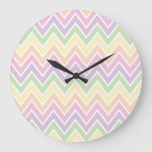 Pastel Chevron Stripe Large Clock