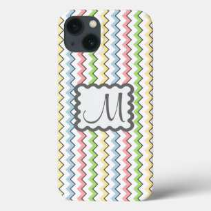 Pastel Chevron with Monogram by Shirley Taylor iPhone 13 Case