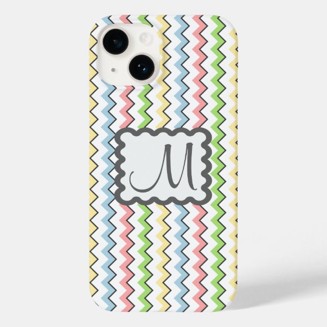 Pastel Chevron with Monogram by Shirley Taylor Case-Mate iPhone Case (Back)