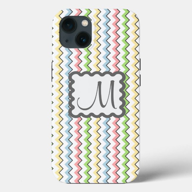 Pastel Chevron with Monogram by Shirley Taylor Case-Mate iPhone Case (Back)
