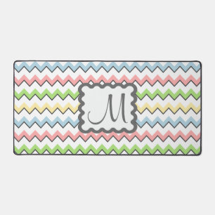Pastel Chevron with Monogram by Shirley Taylor Desk Mat