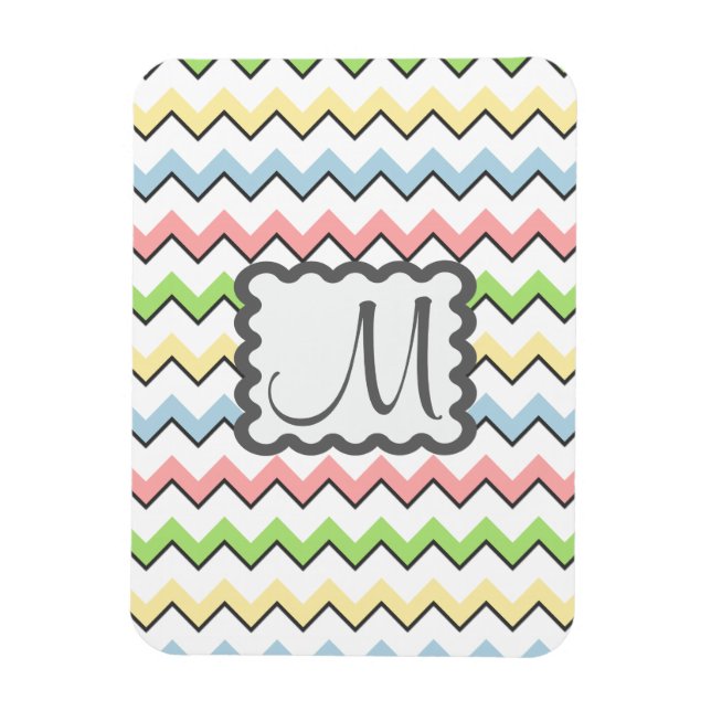 Pastel Chevron with Monogram by Shirley Taylor Magnet (Vertical)