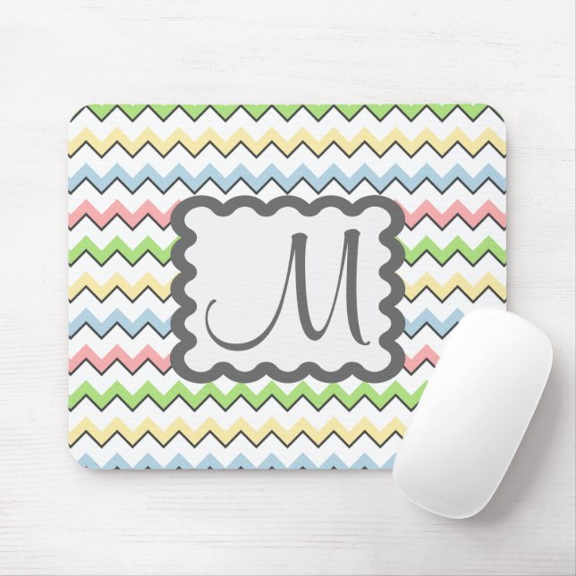 Pastel Chevron with Monogram by Shirley Taylor Mouse Pad (With Mouse)