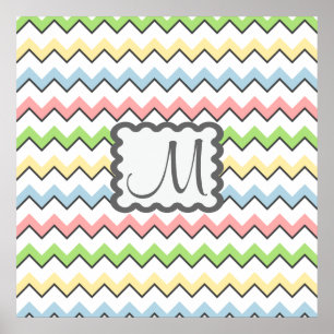Pastel Chevron with Monogram by Shirley Taylor Poster