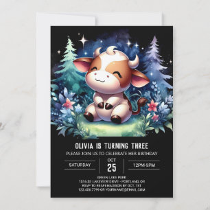 Pastel Children Cow Birthday Invitation
