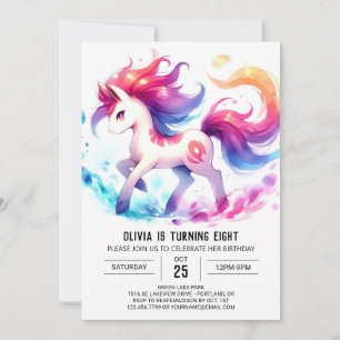 Pastel Children Horse Birthday Invitation