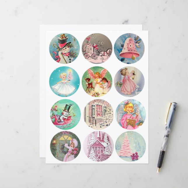 Pastel Christmas Circles 2.5 inches Clipart  (Front/Back In Situ)