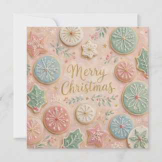 Pastel Christmas Cookies Merry Christmas Snowflake Card