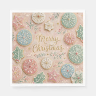 Pastel Christmas Cookies Merry Christmas Snowflake Napkin