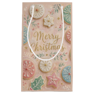 Pastel Christmas Cookies Merry Christmas Snowflake Small Gift Bag
