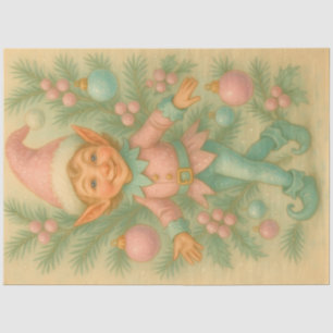 Pastel Christmas Elf Ornament Decoupage Tissue Paper