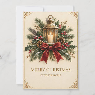 Pastel Christmas Greeting, Cozy Candle, Ribbon Card