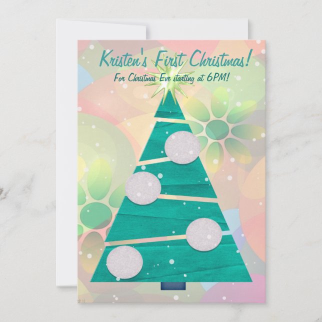 Pastel Christmas HOLIDAY 1st Christmas PARTY Invitation (Front)