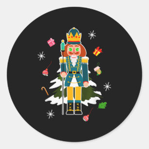 Pastel Christmas Nutcracker In Snow Christmas  Classic Round Sticker