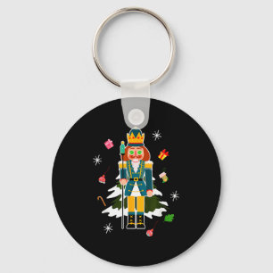 Pastel Christmas Nutcracker In Snow Christmas Keychain